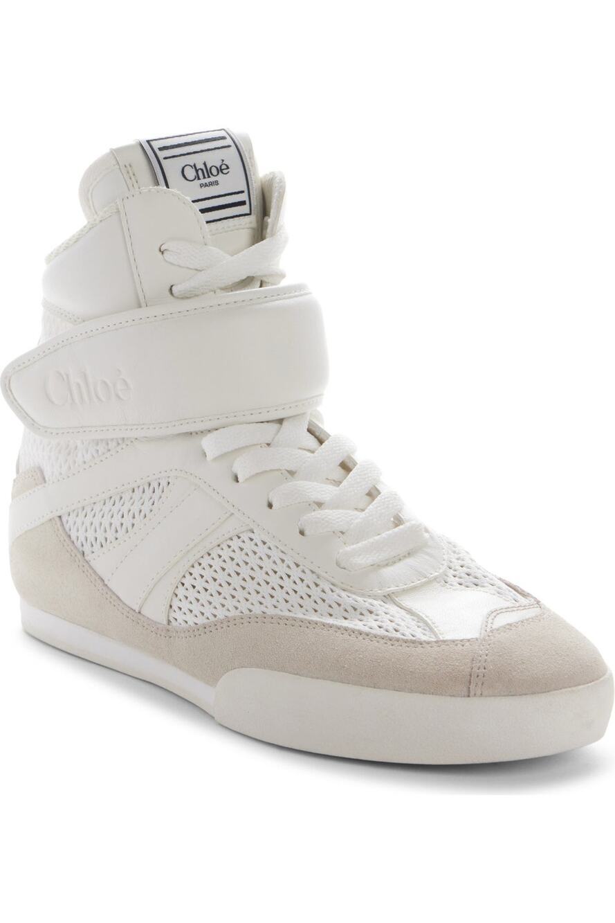 Chloé Kick Leather & Mesh High Top Sneaker size 35